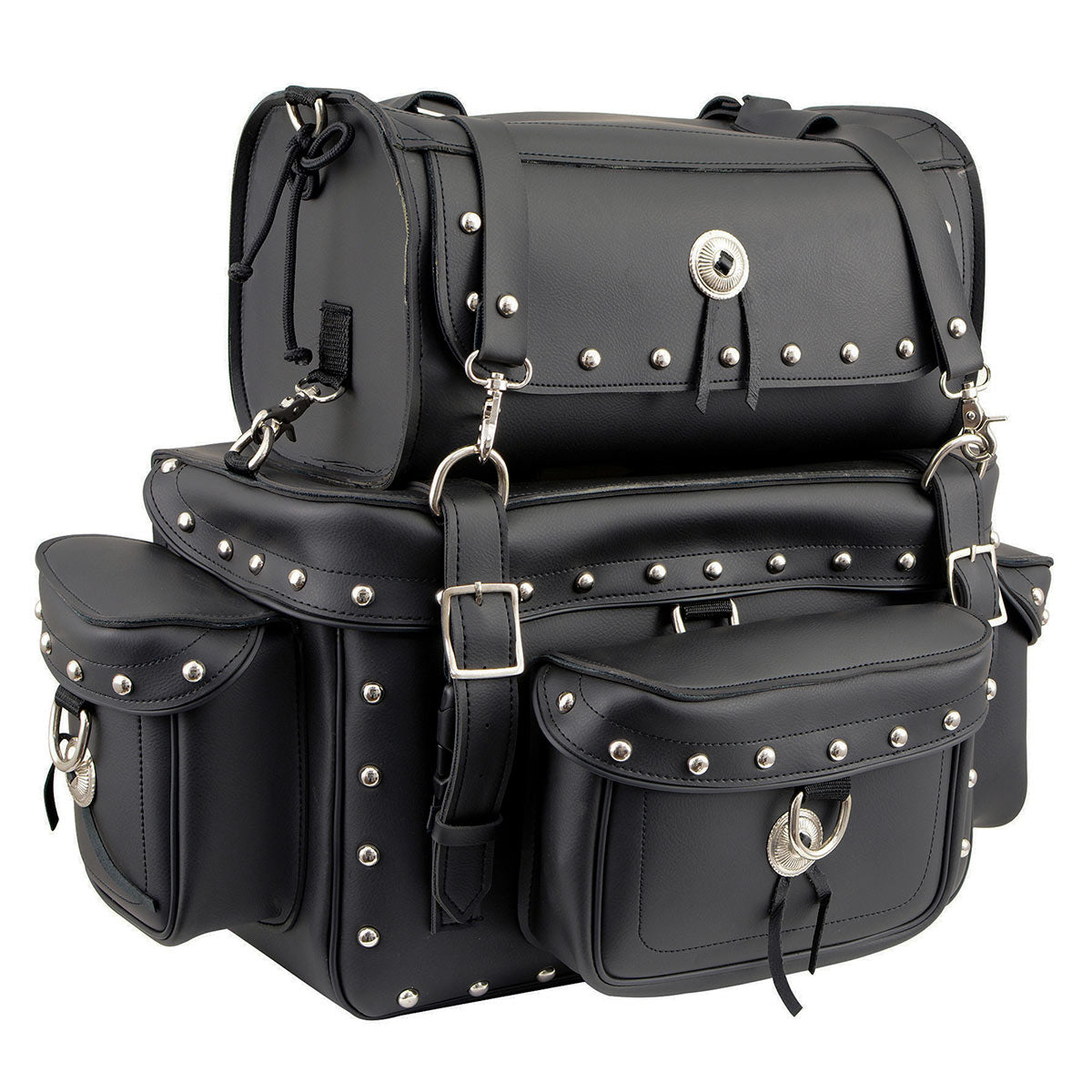 Milwaukee Leather MP8100S Large Black PVC 2-Piece Studded