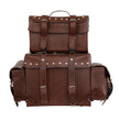 Milwaukee Leather MP8127RT Large Retro Brown 4-Piece Studded PVC Motorcycle Bag Touring Pack