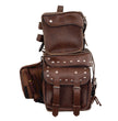 Milwaukee Leather MP8127RT Large Retro Brown 4-Piece Studded PVC Motorcycle Bag Touring Pack