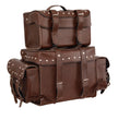 Milwaukee Leather MP8127RT Large Retro Brown 4-Piece Studded PVC Motorcycle Bag Touring Pack