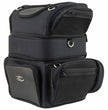 Milwaukee Leather MP8165 Large Black Textile Motorcycle Triple Barrel Sissy Bar Rack Bag with 5 Bonus Pockets