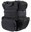 Milwaukee Leather MP8165 Large Black Textile Motorcycle Triple Barrel Sissy Bar Rack Bag with 5 Bonus Pockets