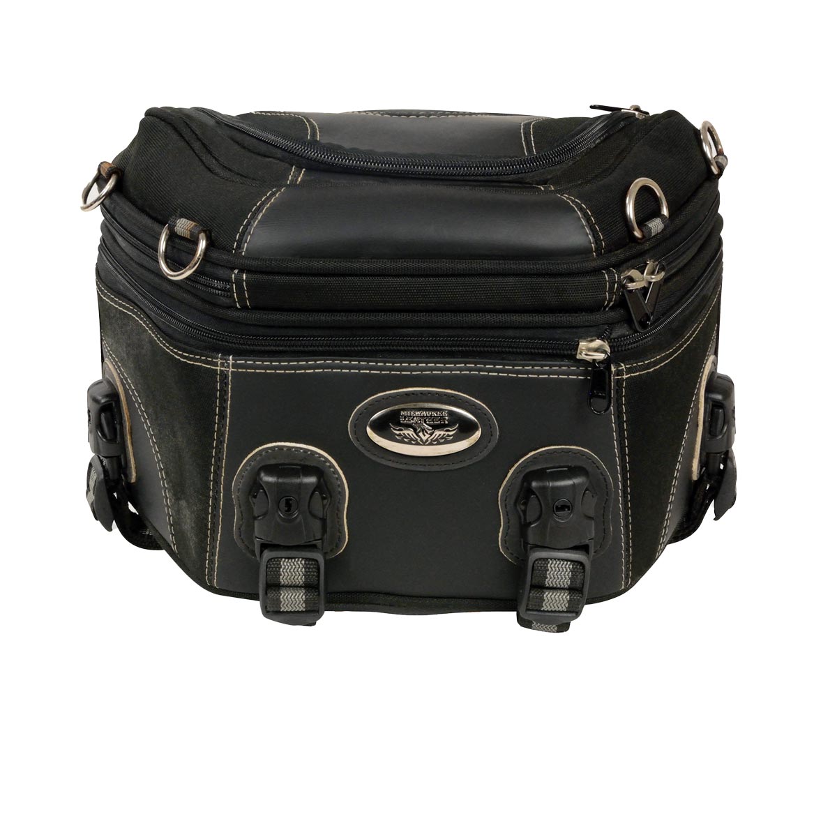 Milwaukee Leather MP8195 Small Black Textile and PVC Motorcycle Travel Rear Rack Bag