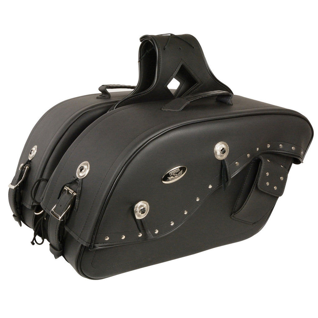 Milwaukee Leather MP8300 Black PVC Large Cruiser Style Riveted
