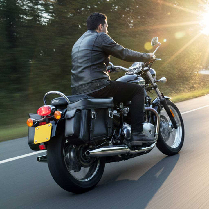 Milwaukee Leather MP8315 Black Zip Off PVC Throw Over Saddlebags with Bonus Side Pockets