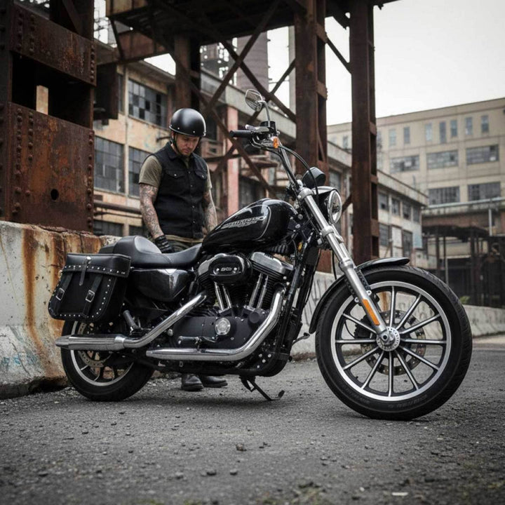 Milwaukee Performance MP8320 Black Zip Off PVC Studded Throw Over Saddlebags