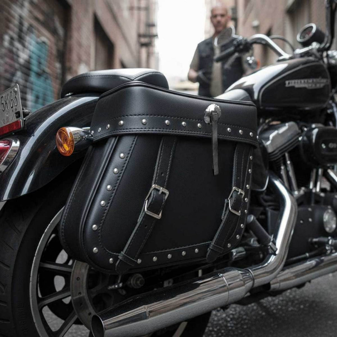 Milwaukee Performance MP8320 Black Zip Off PVC Studded Throw Over Saddlebags