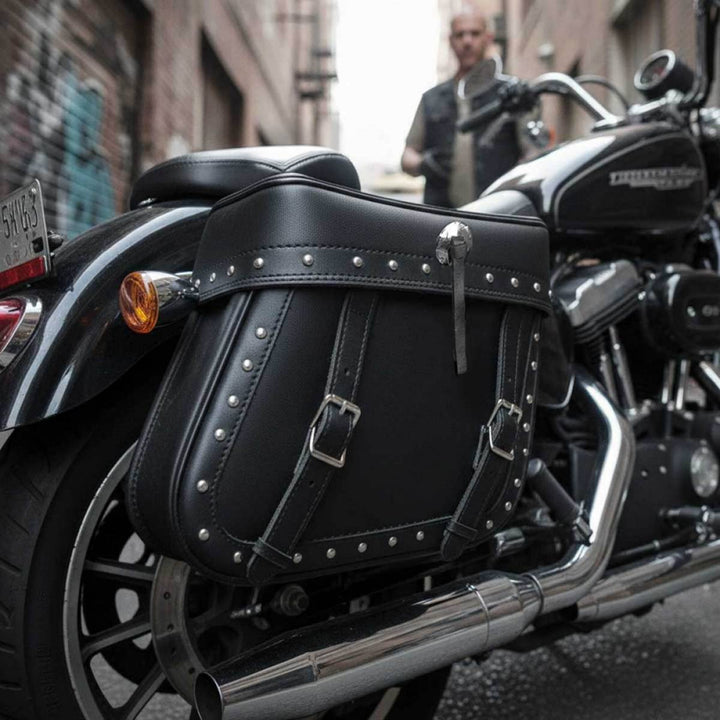 Milwaukee Performance MP8320 Black Zip Off PVC Studded Throw Over Saddlebags
