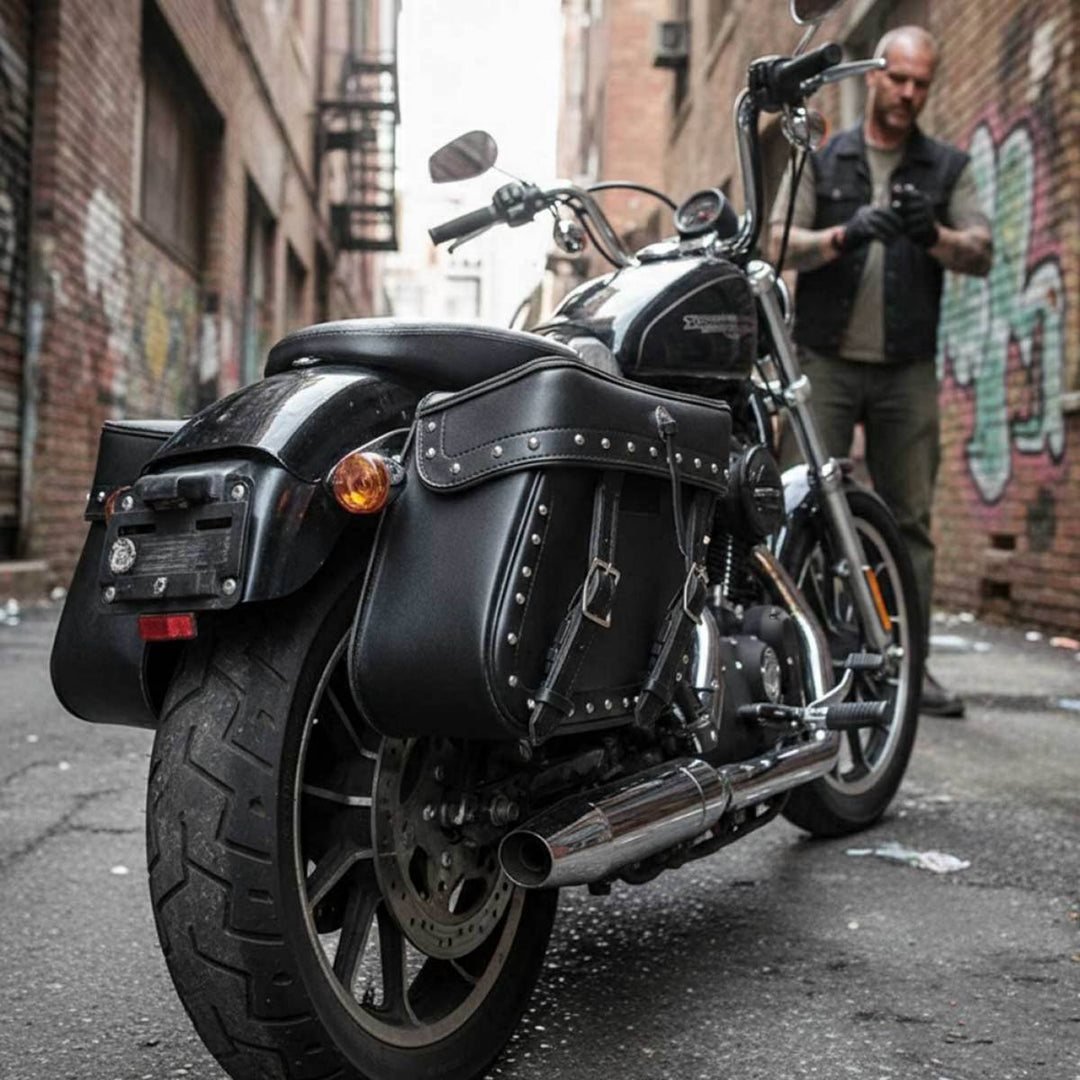 Milwaukee Performance MP8320 Black Zip Off PVC Studded Throw Over Saddlebags