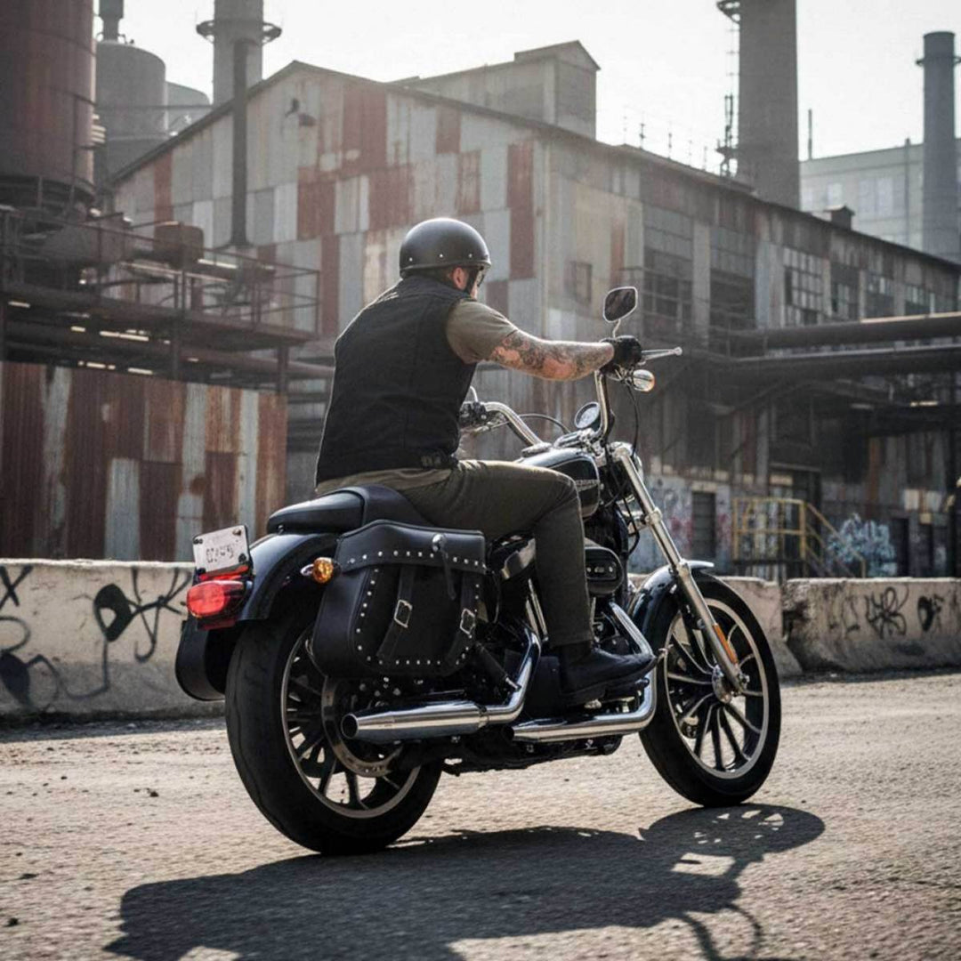 Milwaukee Performance MP8320 Black Zip Off PVC Studded Throw Over Saddlebags