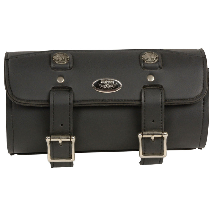 Milwaukee Leather MP8520 Black Small PVC Motorcycle Windshield Tool Bag with Buffalo Nickel Snaps