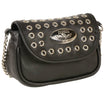 Milwaukee Leather MP8830 Ladies Black Leather Chain Strap Shoulder Bag