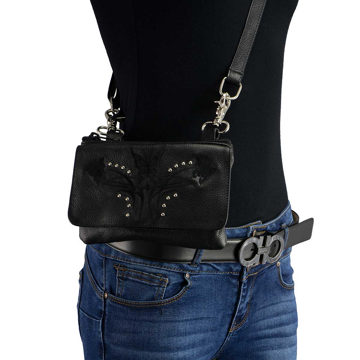 Milwaukee Leather MP8851 Women's Black Leather Multi Pocket Belt
