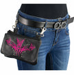 Milwaukee Leather MP8851 Women's Black and Pink Leather Multi Pocket Belt Bag