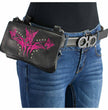 Milwaukee Leather MP8851 Women's Black and Pink Leather Multi Pocket Belt Bag