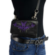 Milwaukee Leather MP8851 Women's Black and Purple Leather Multi Pocket Belt Bag