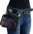 Milwaukee Leather MP8851 Women's Black and Purple Leather Multi Pocket Belt Bag