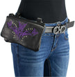 Milwaukee Leather MP8851 Women's Black and Purple Leather Multi Pocket Belt Bag