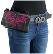 Milwaukee Leather MP8852 Women's Black and Pink Leather Multi Pocket Belt Bag