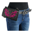 Milwaukee Leather MP8853 Women's 'Flower' Black and Pink Leather Multi Pocket Belt Bag