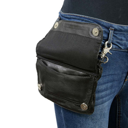 Milwaukee Leather MP8855 Women's Black Leather 'Studded' Hip Belt Bag