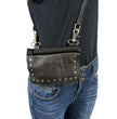 Milwaukee Leather MP8855 Women's Black Leather 'Studded' Hip Belt Bag