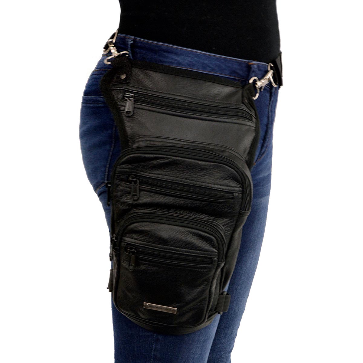 Milwaukee Leather MP8895 Conceal an Carry Black Leather Thigh Bag with Waist Belt