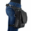 Milwaukee Leather MP8896 Extra Large Conceal and Carry Black Leather Thigh Bag with Waist Belt