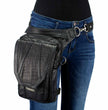 Milwaukee Leather MP8896 Extra Large Conceal and Carry Black Leather Thigh Bag with Waist Belt