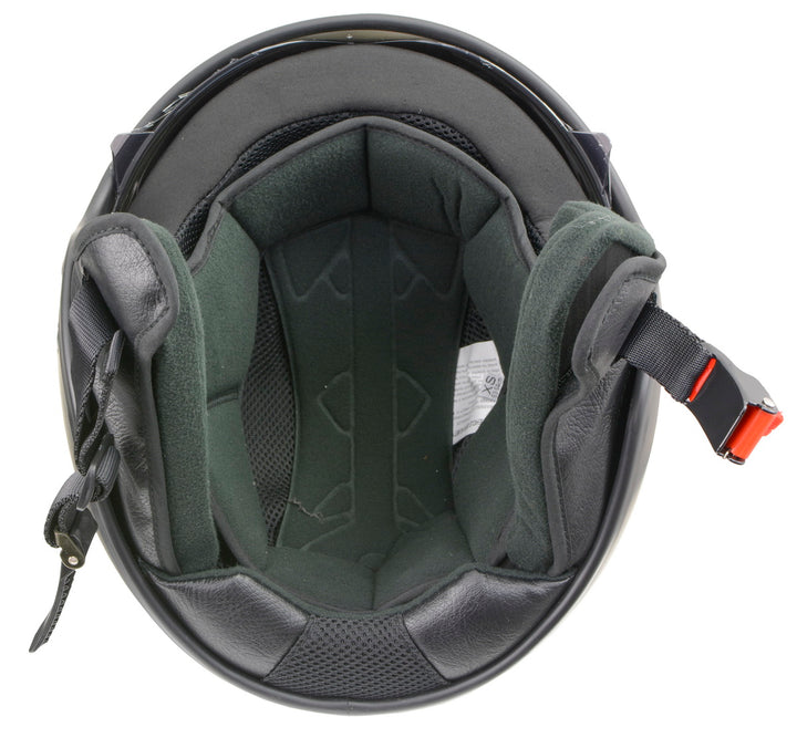 Milwaukee Helmets MPH9724DOT Skull Graphic Matte Black Half Helmet DOT w/ Drop Down Sun Visor