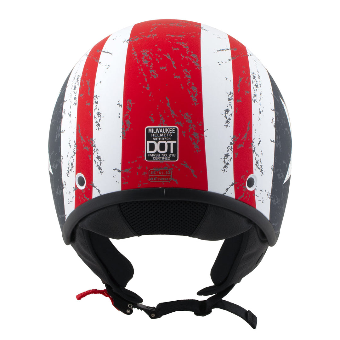 Milwaukee Helmets MPH9701DOT Maverick 3/4 Open Face Stars and Stripes Motorcycle Helmet Biker Milwaukee Helmets MPH9701DOT Maverick 3/4 Open Face Stars and Stripes Motorcycle Helmet Biker