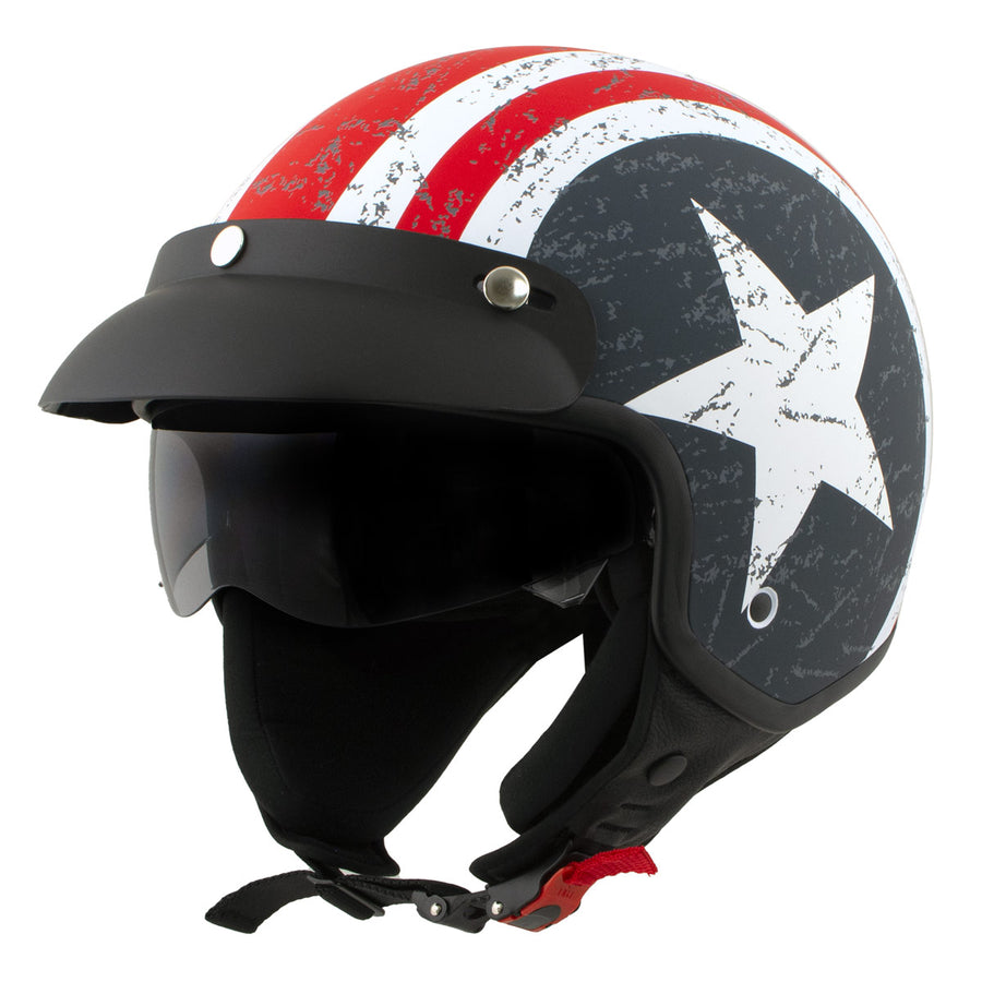 Milwaukee Helmets MPH9701DOT Maverick 3/4 Open Face Stars and Stripes Motorcycle Biker DOT Helmet