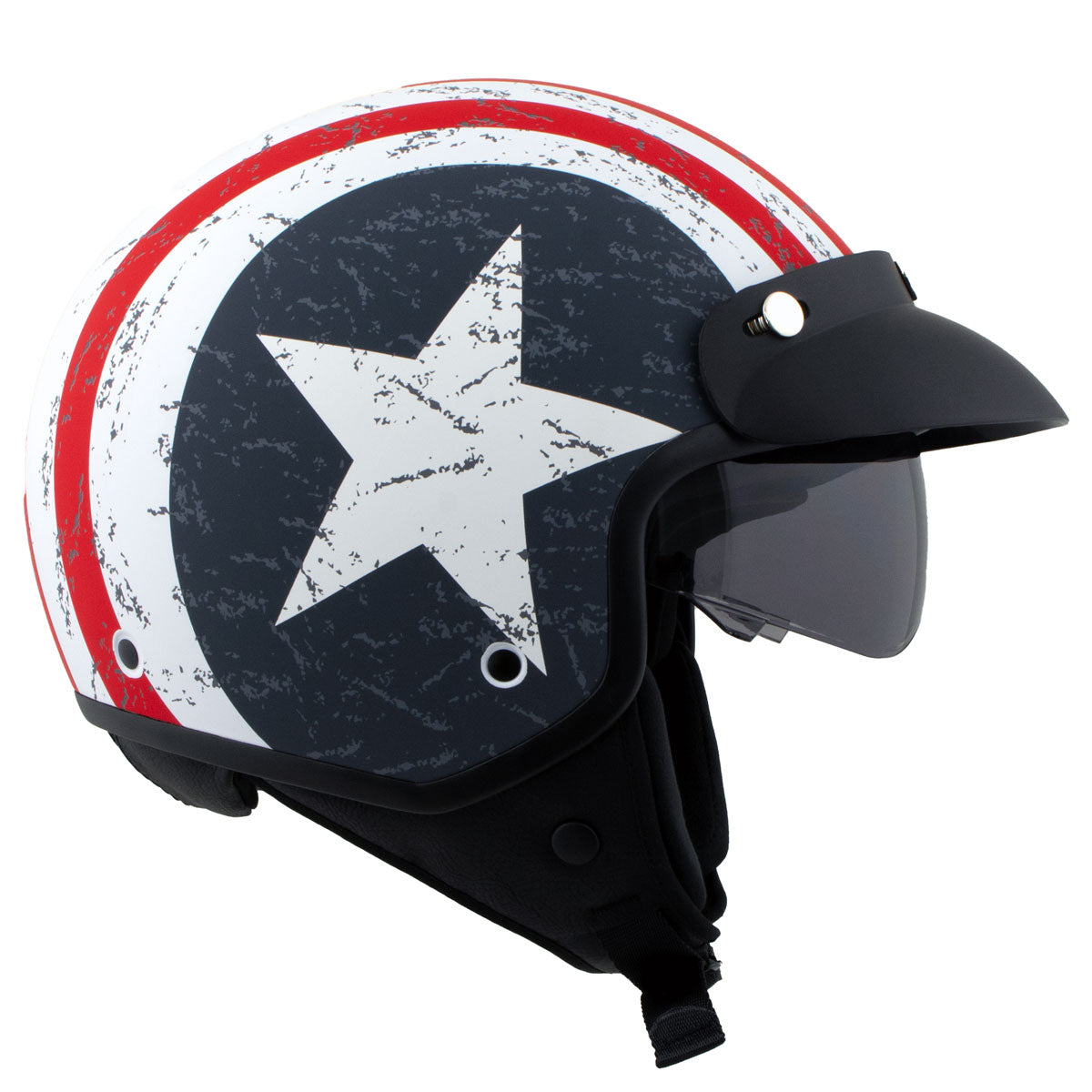 Milwaukee Helmets MPH9701DOT Maverick 3/4 Open Face Stars and