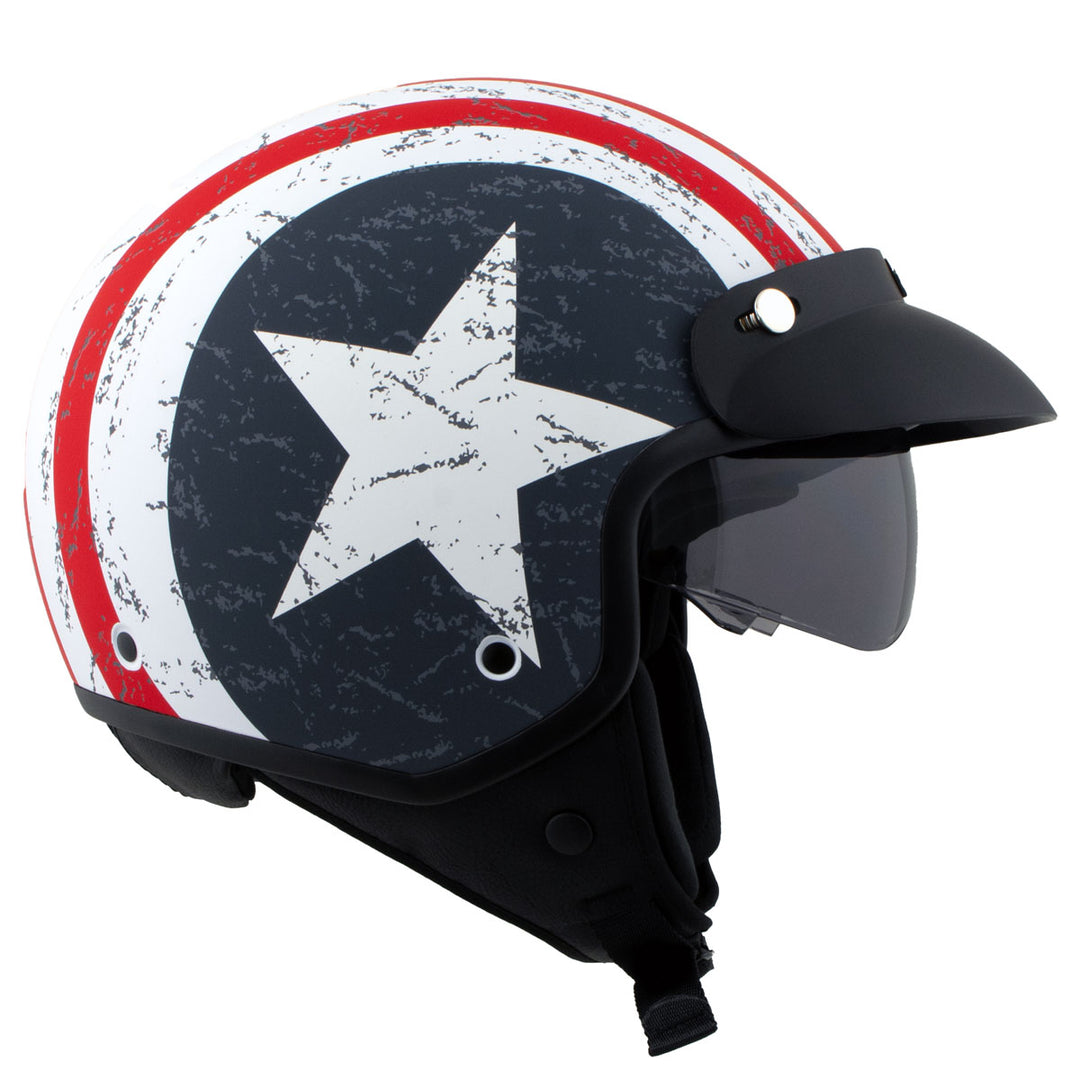 Milwaukee Helmets MPH9701DOT Maverick 3/4 Open Face Stars and Stripes Motorcycle Biker DOT Helmet