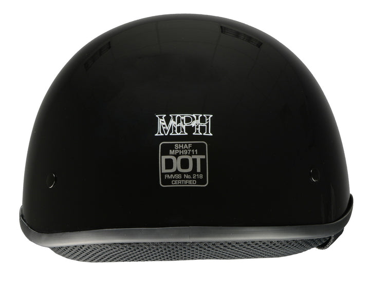 Milwaukee Helmets MPH9711DOT Bare Bones Glossy Black Half Motorcycle DOT Bikers Helmet