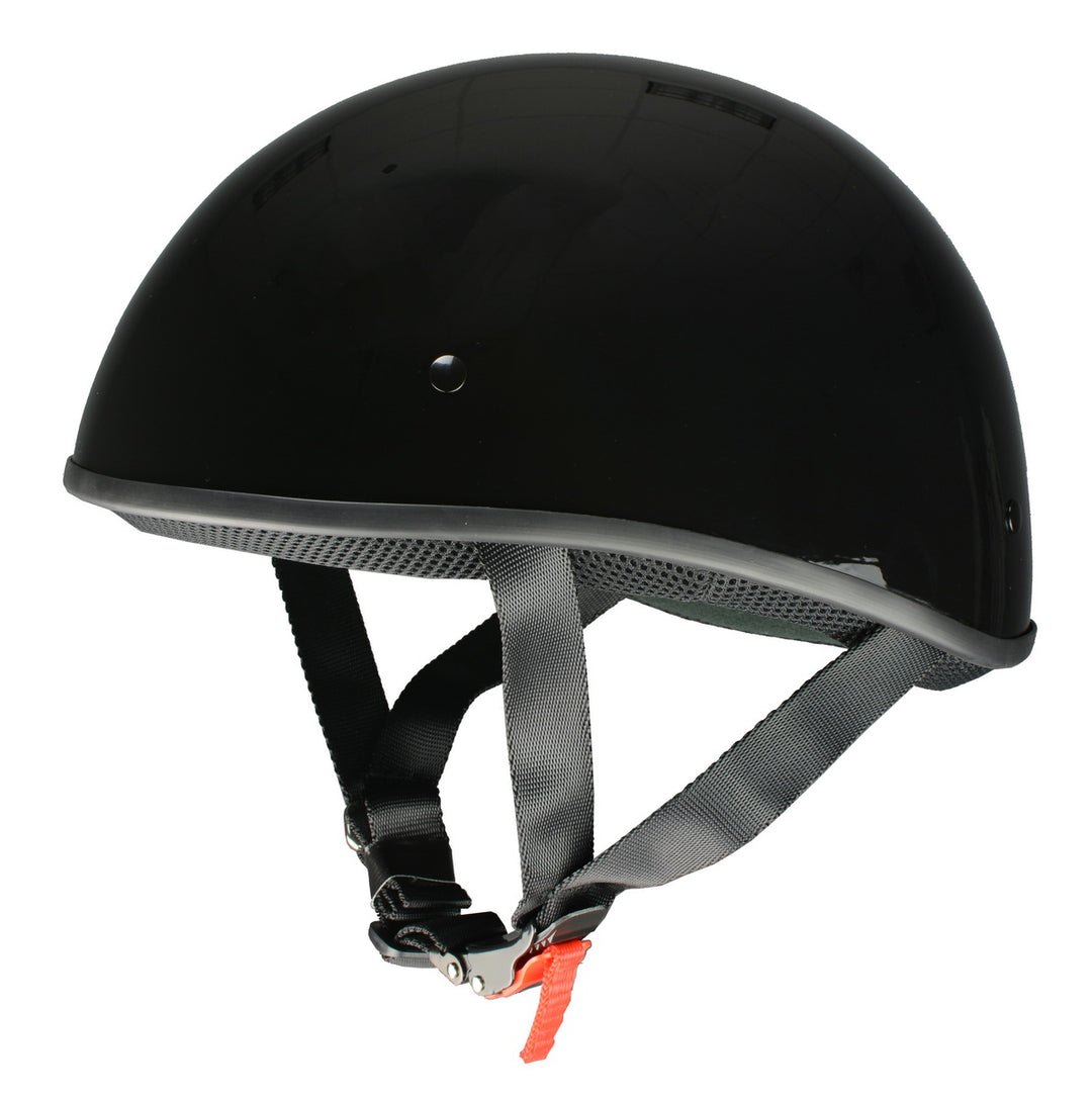 Milwaukee Helmets MPH9711DOT 'Bare Bones' Glossy Black Half Helmet - Small / Glossy Black Milwaukee Helmets MPH9711DOT 'Bare Bones' Glossy Black Half Helmet - Small / Glossy Black