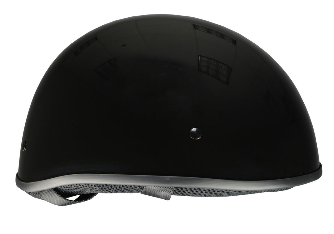 Milwaukee Helmets Bare Bones Glossy Black Half Motorcycle Helmet DOT Approved MPH9711DOT