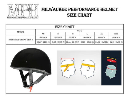 Milwaukee Helmets Bare Bones Glossy Black Half Motorcycle Helmet for Men and Women DOT Approved MPH9711DOT