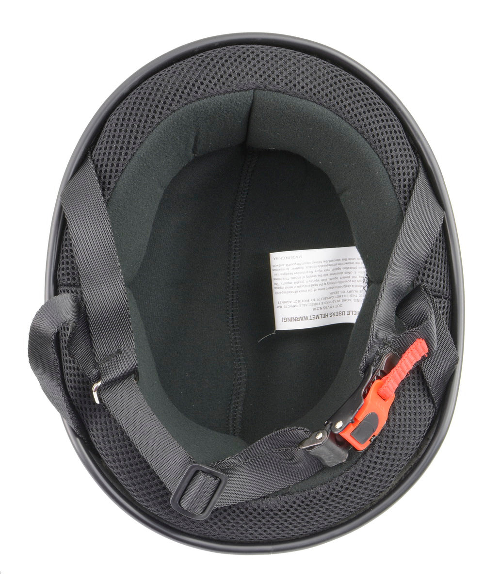 Milwaukee Performance Helmets MPH9712DOT Dot Approved Matte Black Half Motorcycle Helmet for Men and Women Biker with Carbon Fiber Look 2X-Large, Size