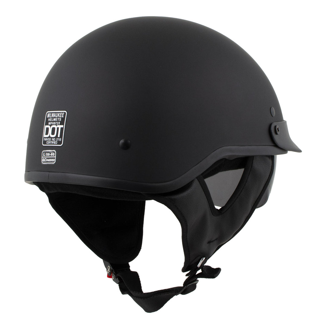 Milwaukee Helmets MPH9718DOT Momentum Matte Black Half Face Motorcycle DOT Bikers Helmet w/ Drop Down Visor