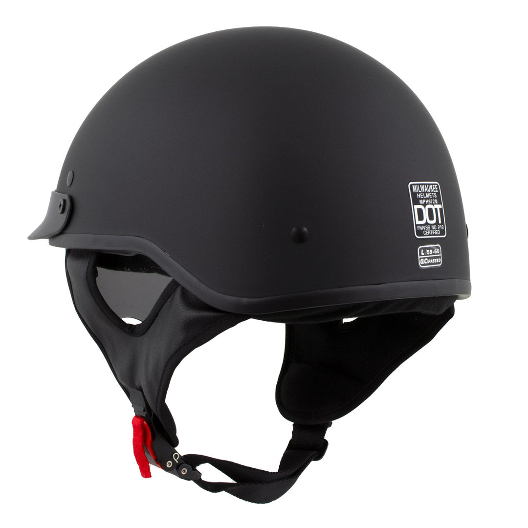 Milwaukee Helmets MPH9718DOT Momentum Matte Black Half Face Motorcycle DOT Bikers Helmet w/ Drop Down Visor