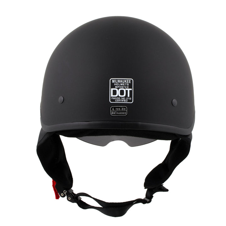 Milwaukee Helmets MPH9718DOT Momentum Matte Black Half Face Motorcycle DOT Bikers Helmet w/ Drop Down Visor