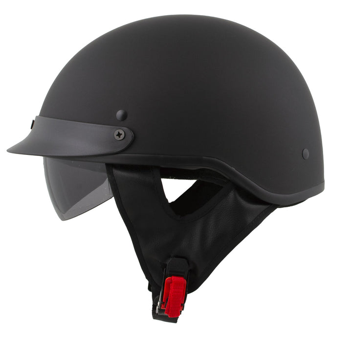 Milwaukee Helmets MPH9718DOT Momentum Matte Black Half Face Motorcycle DOT Bikers Helmet w/ Drop Down Visor