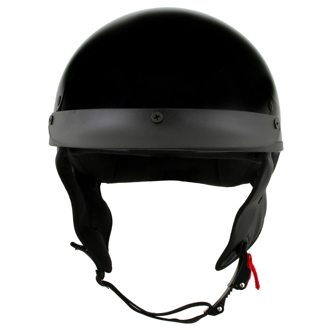 Milwaukee Helmets MPH9719DOT Momentum DOT Black Half Face Motorcycle Bikers Helmet  w/ Drop Down Visor