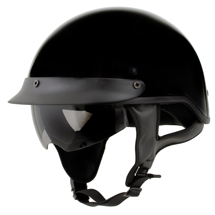 Milwaukee Helmets MPH9719DOT Momentum DOT Black Half Face Motorcycle Bikers Helmet  w/ Drop Down Visor