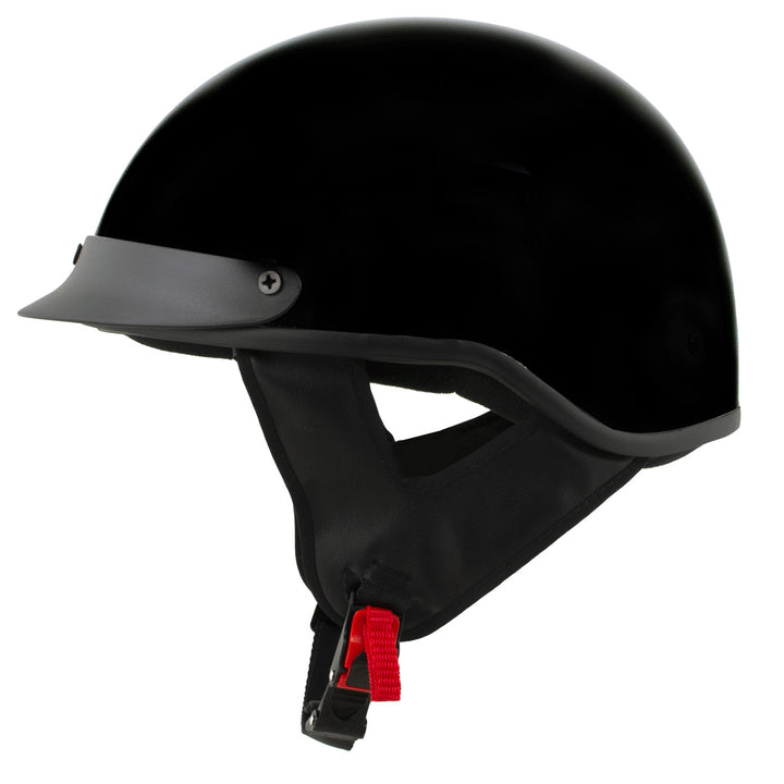 Milwaukee Helmets MPH9719DOT Momentum DOT Black Half Face Motorcycle Bikers Helmet  w/ Drop Down Visor
