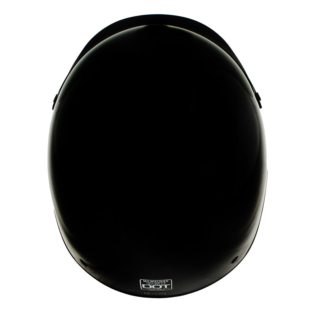 Milwaukee Helmets MPH9719DOT Momentum DOT Black Half Face Motorcycle Bikers Helmet  w/ Drop Down Visor