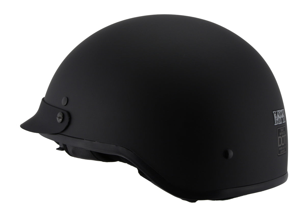 Milwaukee Performance Helmets MPH9720DOT Dot Approved 'Momentum' Matte Black Half Motorcycle Helmet for Men and Women Biker w/ Drop Down Tinted Visor