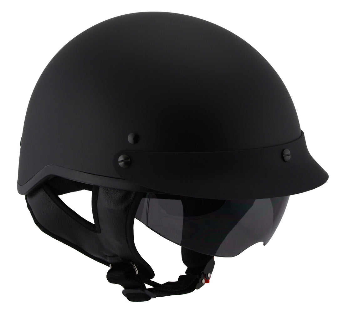 Milwaukee Performance Helmets MPH9720DOT DOT Approved Momentum Matte Black Half Motorcycle Helmet w/ Drop Down Visor