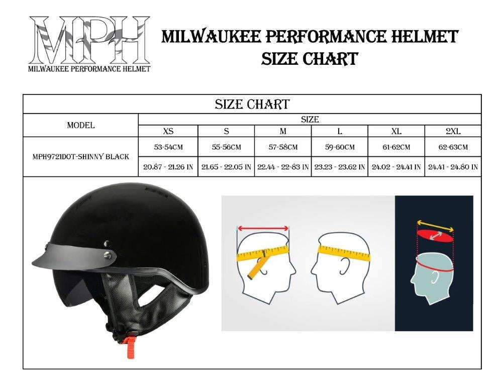 Milwaukee Helmets MPH9721DOT Momentum Glossy Black Half Helmet